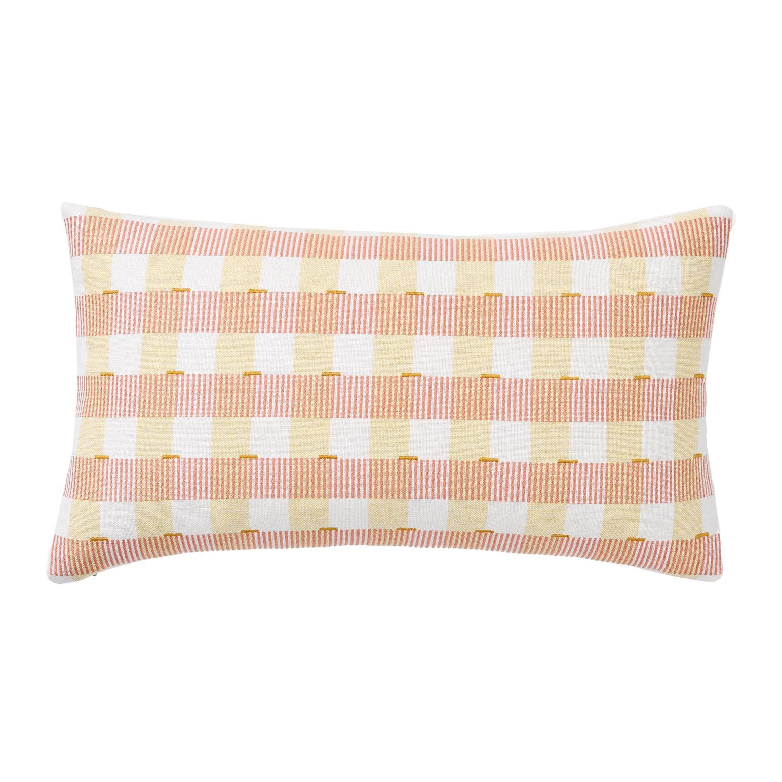 West Elm Check And Stripe Cushion Cover 53cm Dark Horseradish